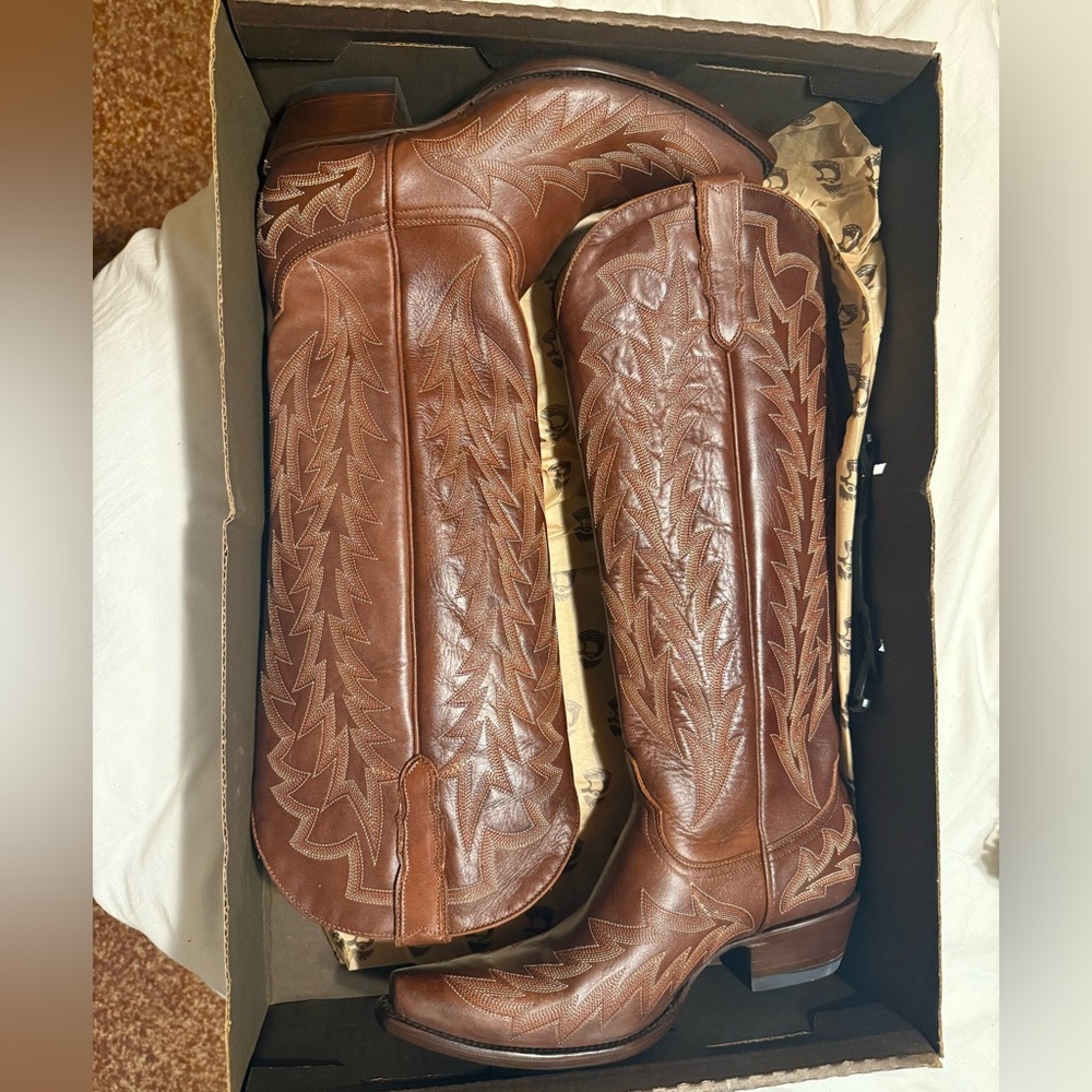 JRC & Sons brown leather western cowboy/cowgirl boots